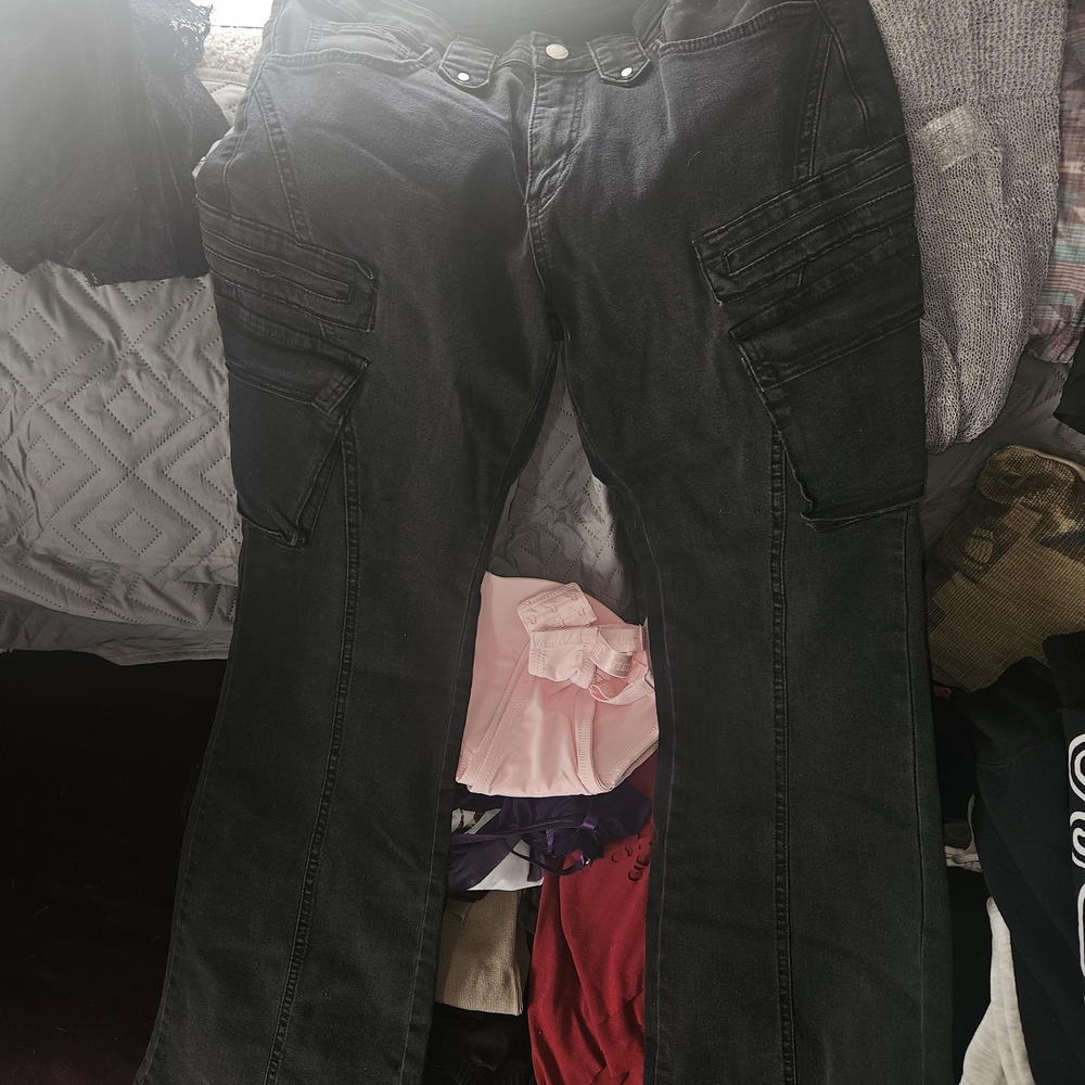 SHEIN Charcoal Utility Trousers
